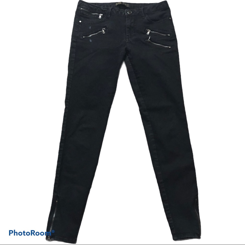 Zara black jeans zipper detail Z1975